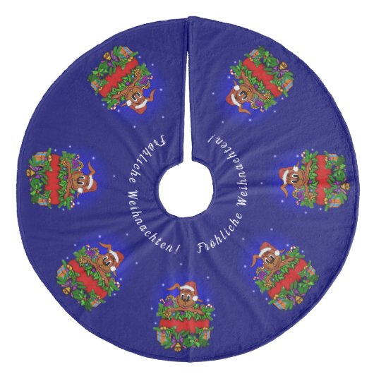 Weihnachtskaninchen , Fröhliche Weihnachten! Fleece Kerstboom Rok (Voorkant)