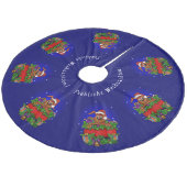 Weihnachtskaninchen , Fröhliche Weihnachten! Fleece Kerstboom Rok (Gekanteld)