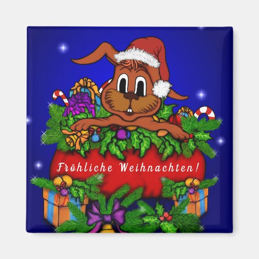 Weihnachtskaninchen , Fröhliche Weihnachten! Magneet (Voorkant)