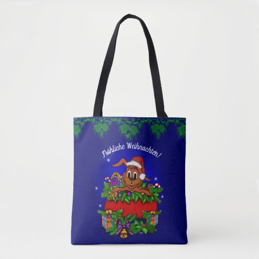 Weihnachtskaninchen , Fröhliche Weihnachten! Tote Bag (Voorkant)