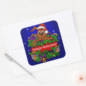 Weihnachtskaninchen , Fröhliche Weihnachten! Vierkante Sticker (Envelop)