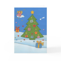 Weihnachtskarte Engel auf Wolke