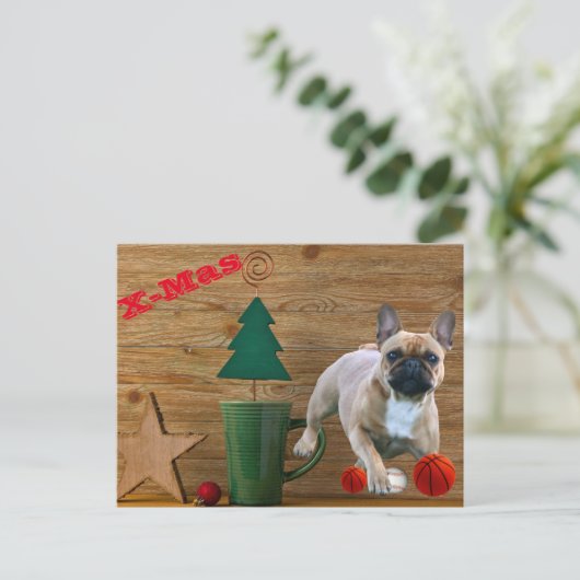 Weihnachtskarte französische Bulldoggen Christmas  Briefkaart (Staand voorkant)