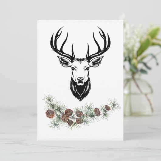  „Weihnachtskarte mit Hirsch - Winterzauber“ Kaart (Staand voorkant)