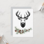  „Weihnachtskarte mit Hirsch - Winterzauber“ Kaart (Voorkant / Achterkant in situ)
