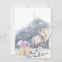 Weihnachtskarte mit Pferd und Weihnachtspacket Feestdagenkaart