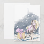 Weihnachtskarte mit Pferd und Weihnachtspacket Feestdagenkaart (Voorkant / Achterkant)