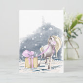 Weihnachtskarte mit Pferd und Weihnachtspacket Feestdagenkaart (Staand voorkant)