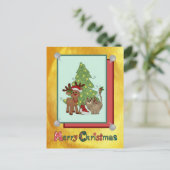 Weihnachtskatze Briefkaart (Staand voorkant)