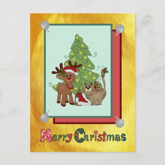 Weihnachtskatze Briefkaart (Voorkant)