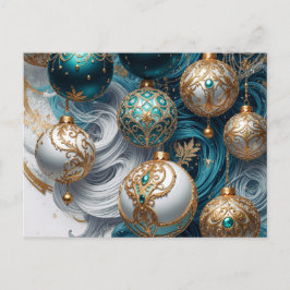 Weihnachtskugeln Blau Gold Luxus Ornament Feestdagenkaart