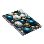 Weihnachtskugeln Blau Gold Premium Notitieboek (Rechterzijde)