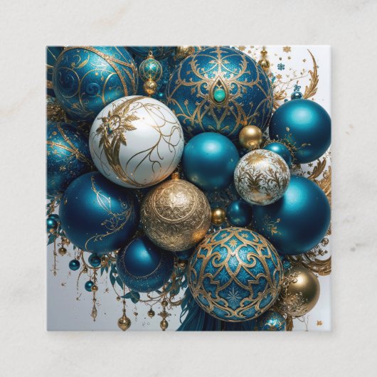 Weihnachtskugeln Gold Blau Luxus Fest Informatiekaartje (Voorkant)