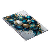 Weihnachtskugeln Gold Blau Luxus Fest Notitieboek (Rechterzijde)