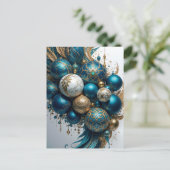Weihnachtskugeln Gold Blau Luxus Fest Standard Briefkaart (Staand voorkant)