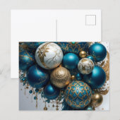 Weihnachtskugeln Gold Blau Luxus Fest Standard Briefkaart (Voorkant / Achterkant)