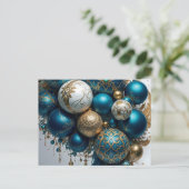 Weihnachtskugeln Gold Blau Luxus Fest Standard Briefkaart (Staand voorkant)