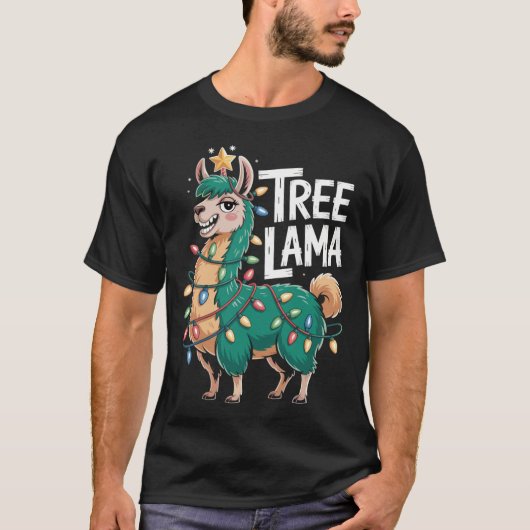 Weihnachtslama T-Shirt – Witziges Tree Lama (Voorkant)