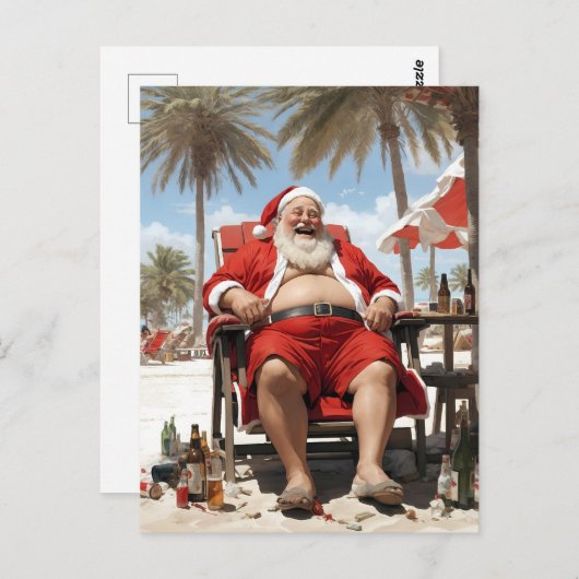Weihnachtsmann im Urlaub Briefkaart (Voorkant / Achterkant)