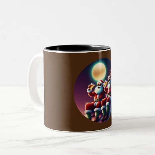 Weihnachtsmann - Kaffeetasse Tweekleurige Koffiemok (Voorkant links)