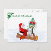 Weihnachtsmann Kaninchen Fox Eichhörnchen, Deutsch Briefkaart (Voorkant / Achterkant)
