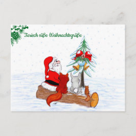 Weihnachtsmann Kaninchen Fox Eichhörnchen, Deutsch Briefkaart