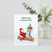 Weihnachtsmann Kaninchen Fox Eichhörnchen, Deutsch Briefkaart (Staand voorkant)