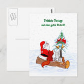 Weihnachtsmann Kaninchen Fox Eichhörnchen, Deutsch Briefkaart (Voorkant / Achterkant)