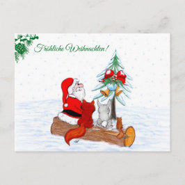 Weihnachtsmann Kaninchen Fox Eichhörnchen, Deutsch Feestdagenkaart