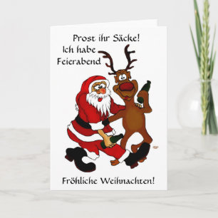 Weihnachtsmann mit Elch Feestdagen Kaart