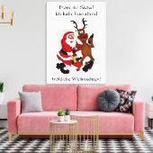 Weihnachtsmann mit Elch - Prost ihr Säcke! Canvas Afdruk (Insitu (Woonkamer))
