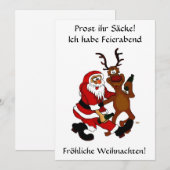 Weihnachtsmann mit Elch - Prost ihr Säcke! Feestdagenkaart (Voorkant / Achterkant)