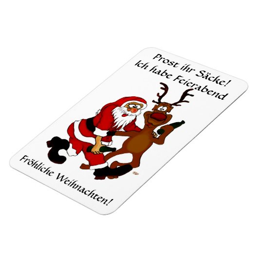 Weihnachtsmann mit Elch - Prost ihr Säcke! Magneet (Linkerzijde)