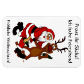 Weihnachtsmann mit Elch - Prost ihr Säcke! Magneet (Horizontaal)