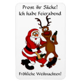 Weihnachtsmann mit Elch - Prost ihr Säcke! Magneet (Verticaal)