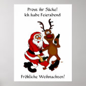 Weihnachtsmann mit Elch - Prost ihr Säcke! Poster (Voorkant)