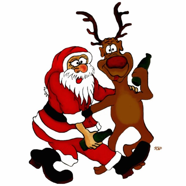 Weihnachtsmann mit Elch Staand Fotobeeldje (Voorkant)