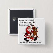 Weihnachtsmann mit Elch Vierkante Button 5,1 Cm (Voorkant /achterkant)
