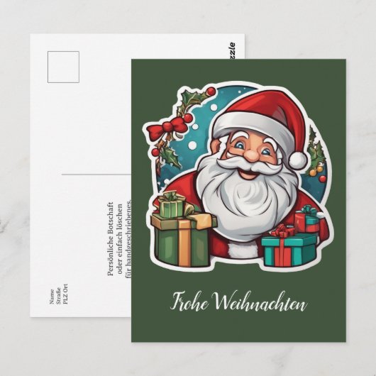 Weihnachtsmann mit Geschenken -  Briefkaart (Voorkant / Achterkant)