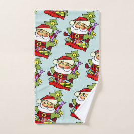 Weihnachtsmann mit Geschenken Handdoek