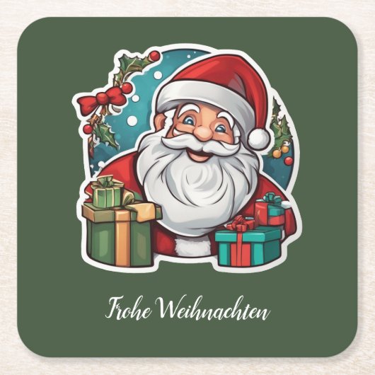 Weihnachtsmann mit Geschenken - Kartonnen Onderzetters (Voorkant)