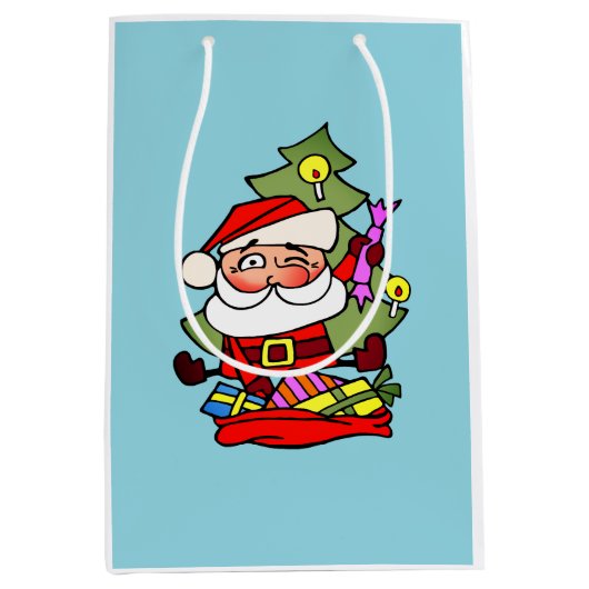 Weihnachtsmann mit Geschenken Medium Cadeauzakje (Voorkant)