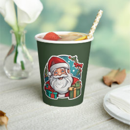 Weihnachtsmann mit Geschenken - Papieren Bekers