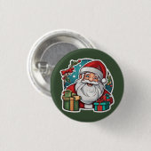 Weihnachtsmann mit Geschenken -  Ronde Button 3,2 Cm (Voorkant /achterkant)