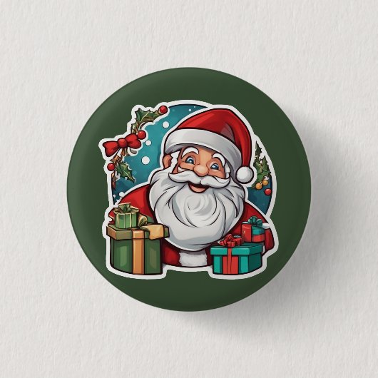 Weihnachtsmann mit Geschenken -  Ronde Button 3,2 Cm (Voorkant)