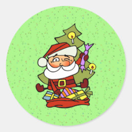 Weihnachtsmann mit Geschenken Ronde Sticker