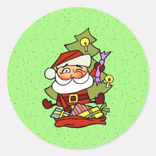 Weihnachtsmann mit Geschenken Ronde Sticker (Voorkant)