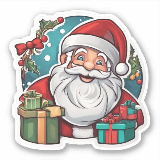 Weihnachtsmann mit Geschenken -  Sticker (Voorkant)
