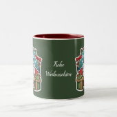 Weihnachtsmann mit Geschenken - Tweekleurige Koffiemok (Center)