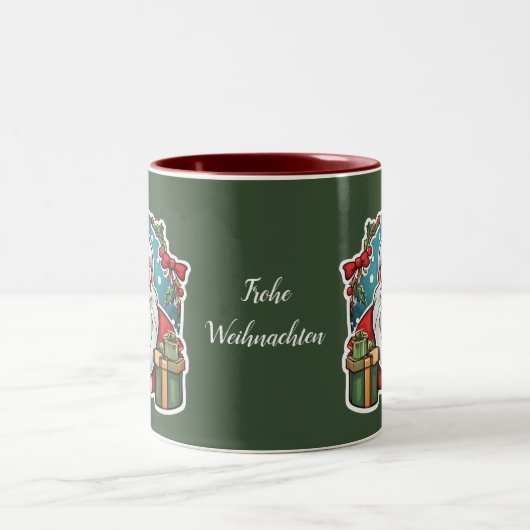 Weihnachtsmann mit Geschenken - Tweekleurige Koffiemok (Center)